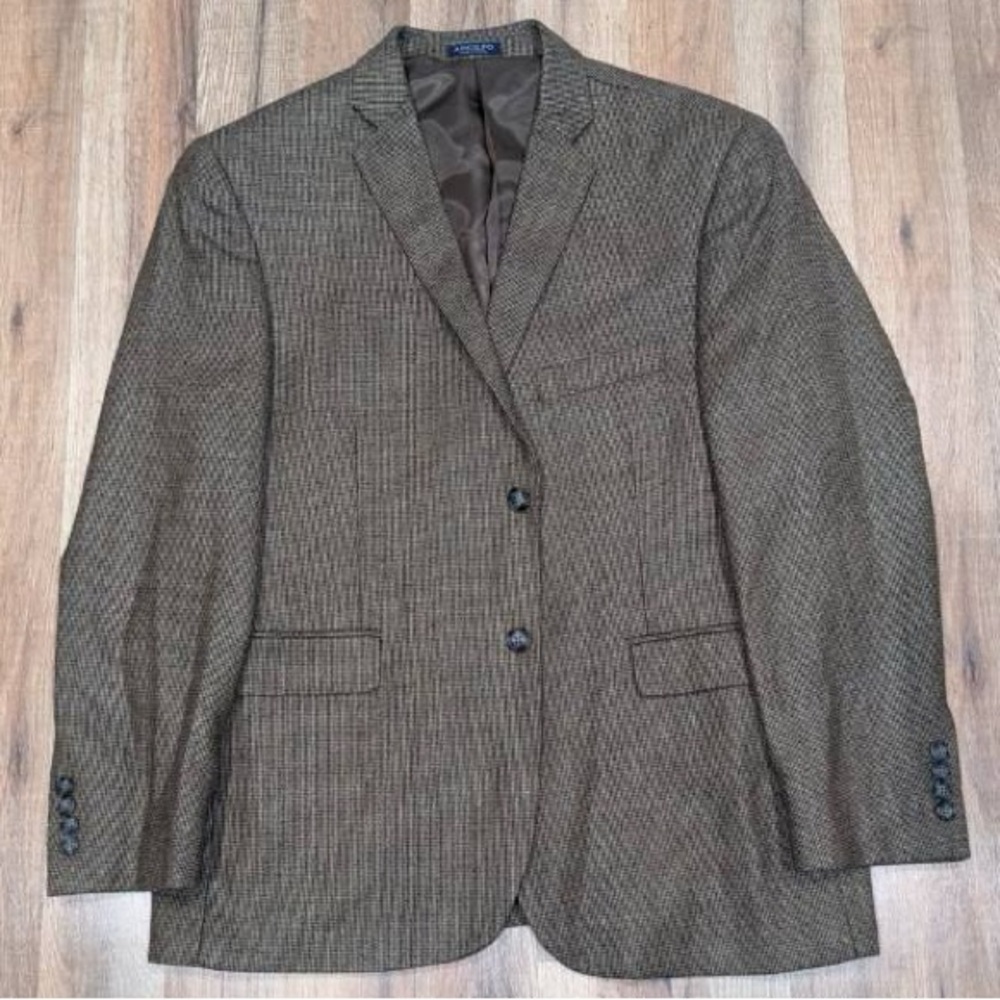 Adolfo Vintage Lined Lambswool Pale Brown Suit Jacket- 42 SHT
